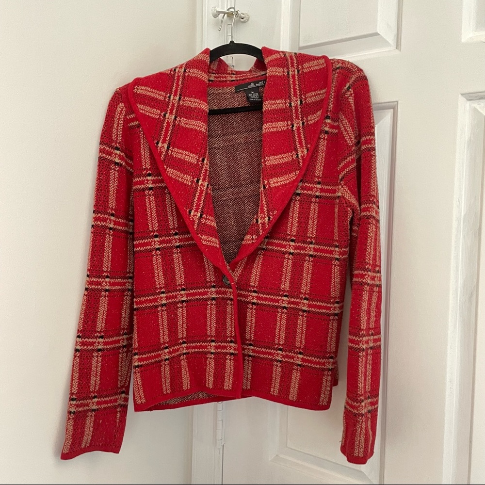 Willi Smith Red Plaid Cardigan